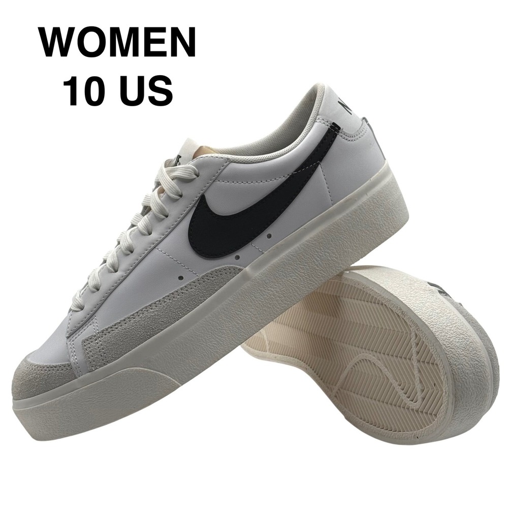 Nike Blazer Low Platform Women's Size 10 White Black DJ0292-101 Like New Retro